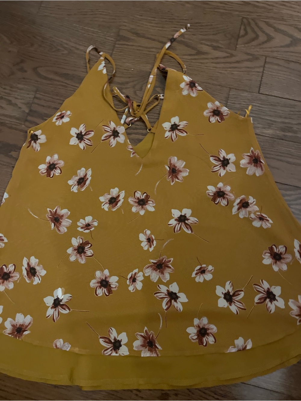 Sienna Sky Mustard Floral Tie-Back Cami Top